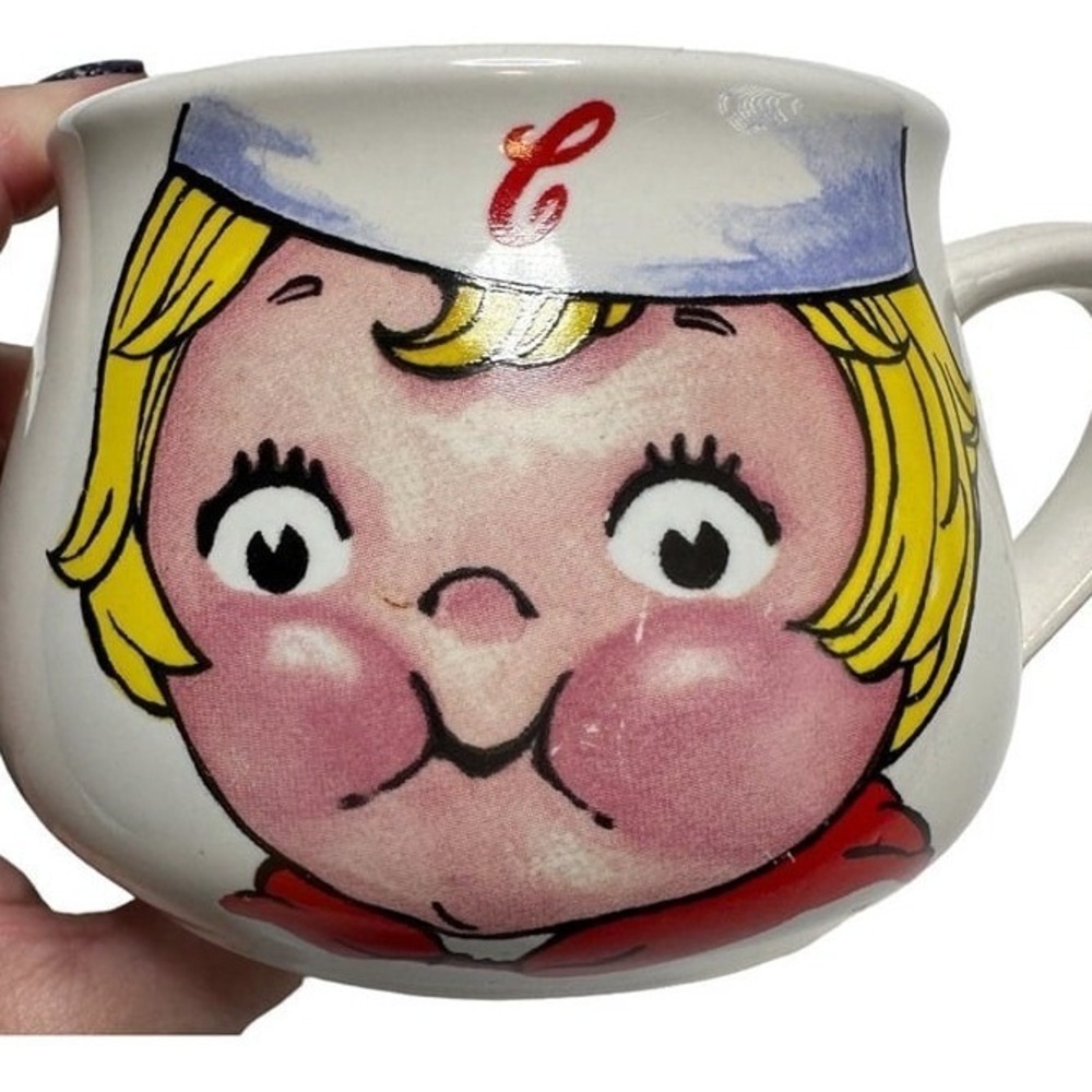 Vintage 1998 Campbell Kids Soup Mug Houston Harvest Ceramic Cup White